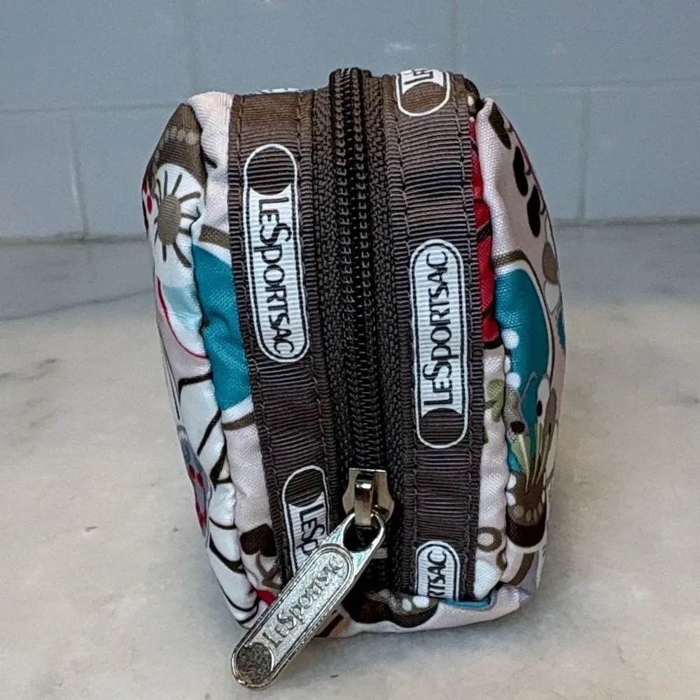 LeSportsac Fantazmic Floral Brown Pouch Cosmetic Bag Travel Organizer Y2K Nylon